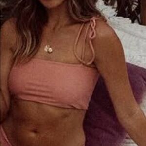 Tie-Strap Bandeau Bikini Top - Rose
